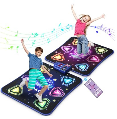 WAYKEE Dance Mat Toys for 3-12 Year Old Kids, Kids Dance Mat with Light-up 12-Button & 5 Game Modes, 2 Player Electronic Dance Pad Toys, Birthday Xmas Gifts for 3 4 5 6 7 8 9 10+ Year Old Girls Boys