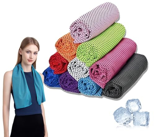Yhjxly Lot de 10 serviettes rafraîchissantes en microfibre pour le fitness et le sport, pour un refroidissement instantané, serviette de refroidissement pour fitness, sport, voyage, yoga