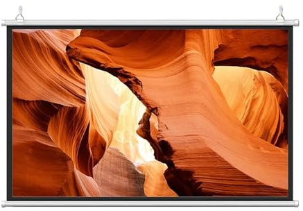 MACAGGTNTU Manual Pull Down Projector Screen 30in 40in 50in Projection Screen Roll Up, Wall Mounted Ceiling Projection Screen For Home Theater, Office(40inch(16:9))