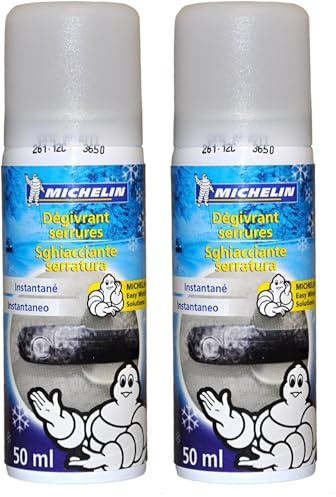 MICHELIN Dégivrant Serrures 50ml – Spray dégivrage Rapide et Anti-Regel, Action instantanée Contre Givre et Gel, Protection Longue durée pour serrures Voiture, Maison, Garage en Hiver (Lot de 2)