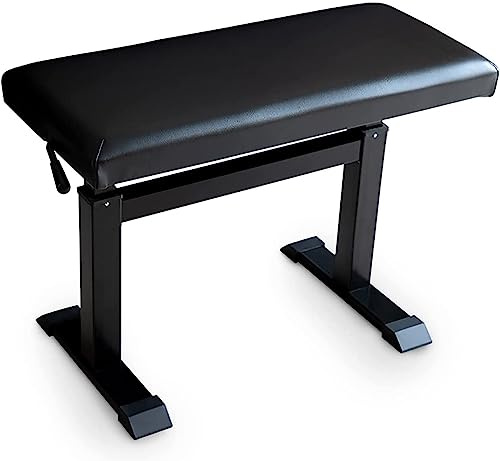 Pianopall, sminkbord, hydrauliskt justerbar pianobänk, I-formad pianopall med skyddsdyna i legeringsram, perfekt för hemmabruk, svart, svart, svart,Black
