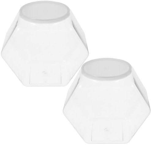 Luxshiny 2 Pack Plastic Fish Bowl, Clear Hexagonal Betta Tank