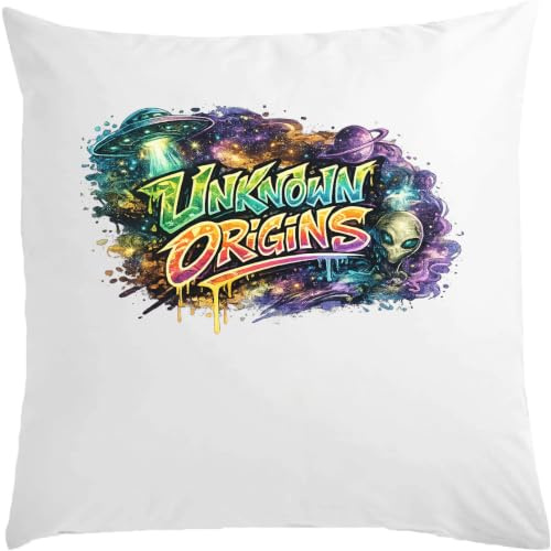 Mystisk ursprung av utomjordisk liv vit kudde 40 x 40 cm med fyllning vit