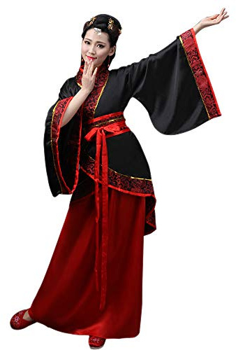BOZEVON Donna Abiti Tuta Tang - Costume Tradizionale di Stile Cinese Antico Abiti Hanfu - per Spettacolo Teatrale Prestazioni, Stile-1/2XL