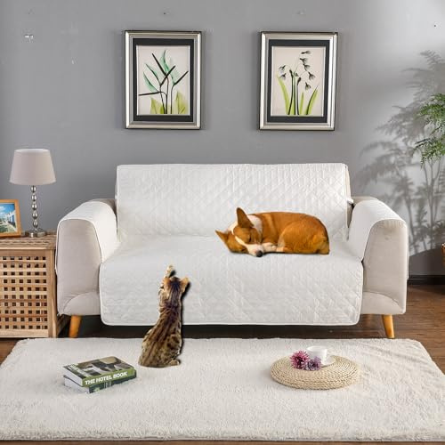 PETCUTE Sofabezüge 3 Sitzer Gesteppte Sofahusse rutschfeste Sofabezüge Mordern sofaüberwurf schonbezug