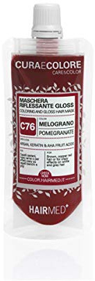 HAIRMED - Cura e Colore - Maschera Riflessante Capelli - Bagno di Colore Senza Ammoniaca - Gloss C76 - Melograno - 40 ml