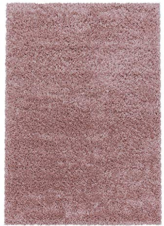 Teppium Moderner Hochflor Teppich Wohnzimmer 120 x 170 cm Rosa - Shaggy Flauschiger Teppich, Extra Weich, Pflegeleicht und Einfarbig - für Schlafzimmer, Küche und Esszimmer