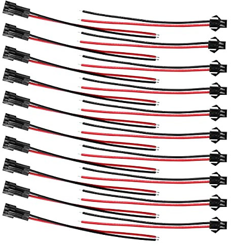 20 Pairs JST Connector Wires AWG JST SM 2 Pin Plug Male and Female Connector for LED Light Lamps Electronic Equipment