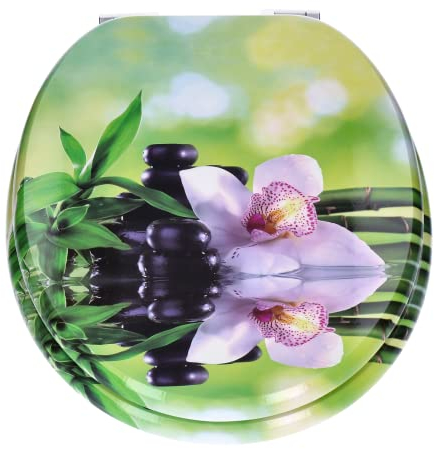 TP WC-Sitz mit Absenk-Automatik und Motiv, Soft-Close-Funktion, Toiletten-Deckel mit Holz-Kern, ovale O-Form, EU-Größe, bis 120 kg, rostfreie Scharniere, einfache Montage, universal passend