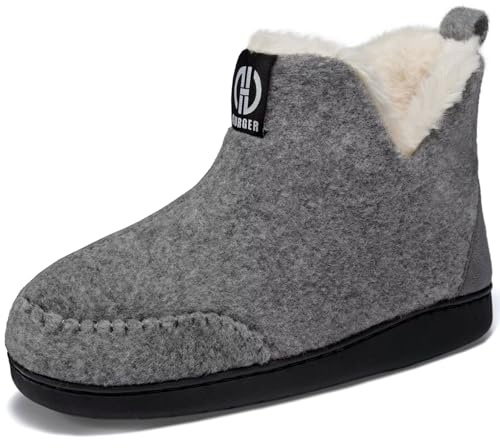 GURGER Botas de Casa de Fieltro para Hombre Mujer Invierno Interior Exterior Peluche Forro Zapatillas de Casa