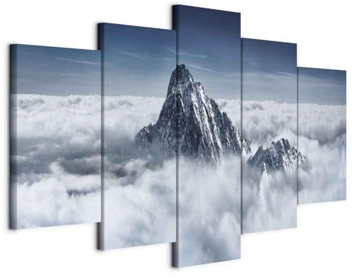 Cuadros B&D XXL - Cuadro en Lienzo Naturaleza Paisaje 150x75 cm 5 piezas - Impresión en material tejido no tejido cuadros decoracion salon modernos lienzos - Montanas Monte 030212-17