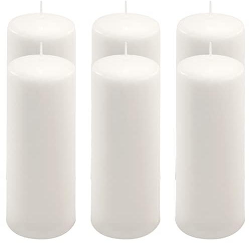 Stumpenkerze weiß Höhe 20 cm Ø 7,5 cm lange Brenndauer Rund-Kerze Säulenkerzen Kerzen-Deko Tafelkerzen Weihnachts-Kerzen Hochzeit Xmas (6)
