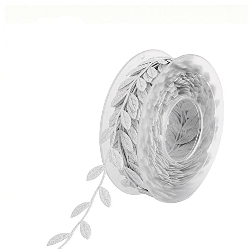 SHTGOI 1 rulle presentband 15 m buskgirlang konstgjorda blad bladband präglat bladband blad ränder dekorativa dekorativa blad vinranka bladband tygband dekorativt band silver