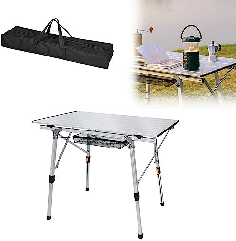 JOIEYOU Campingtisch Klappbar Klapptisch Gartentisch Balkontisch Camping Zubehör, 90 x 52cm, Silber