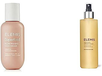 ELEMIS Superfood Glow Priming Moisturiser, Lightweight Face Cream for Smooth and Radiant Skin, 60ml & Soothing Apricot Facial Toner, Hydrating Face Mist for Sensitive Skin, Calming Toner