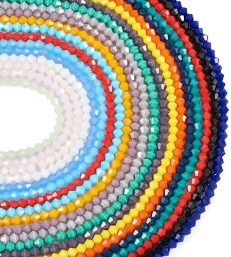 FASHEWELRY - 20 fili di perle di vetro imitazione giada, sfaccettate, a forma di doppio cono, opache, perle sfuse/distanziatori per la realizzazione di collane, bracciali e gioielli, 4-4,5 mm