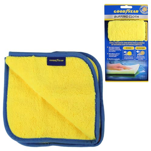 Goodyear Microfibre Buffing Cloth I Specially designed microfibre cloth for polishing and buffing your vehicle | Showroom finish | Microfibre attract more dirt than normal cloth | Machine washable
