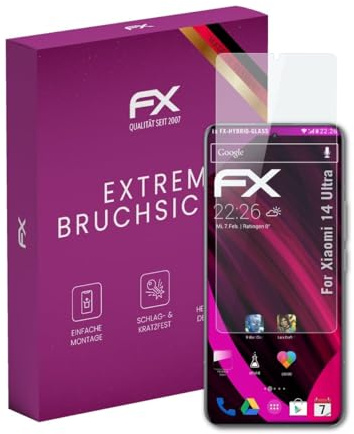 atFoliX Protection Écran Film de verre en plastique compatible avec Xiaomi 14 Ultra Verre film protecteur, 9H Hybrid-Glass FX Protection Écran en Verre trempé de plastique