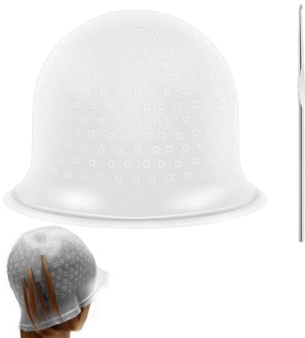 Thoquene Strähnchenhaube mit Nadel und Löchern, Wiederverwendbar Stränchen Haube, Strähnchen Set