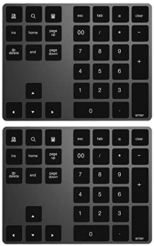 KEALBAUS 2 x Bluetooth 3.0 trådlöst numeriskt tangentbord 34 tangenter digitalt tangentbord för redovisningsinnehavare iOS OS OS
