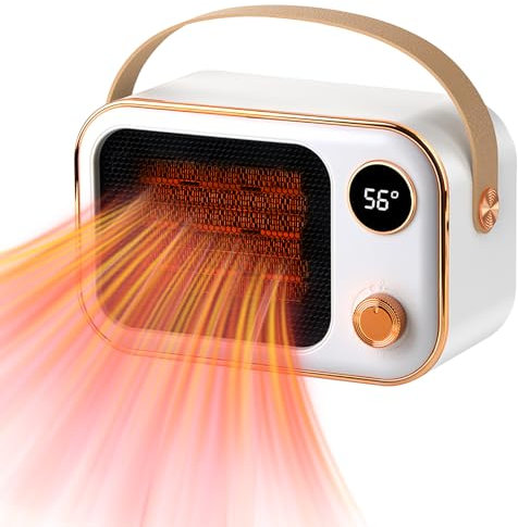 Darryy Calentador Bajo Consumo Pequeños, Calefactor 1200W, Termoventilador Baño, Dos Ajustes de Temperatura, Protección Contra Sobrecalentamiento e Inclinación para Oficinas, Hogares y Dormitorios