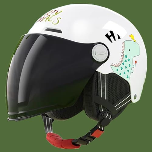 DOT/ECE-Zertifizierter Offener Motorradhelm, Halbhelm Mit Sonnenblende Und Abnehmbarem Gehörschutz, 3/4-Motorradhelm, Geeignet Für Jungen Und Mädchen Im Alter Von 3–12 Jahren C,48-52cm