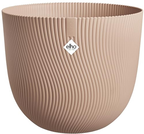 Elho Sereh Round 30 - Pot de Fleur - Interieur & Extérieur - Plastique 100% Recyclé - Ø 29.5 x H 25.3 cm - Marron/Cool Clay