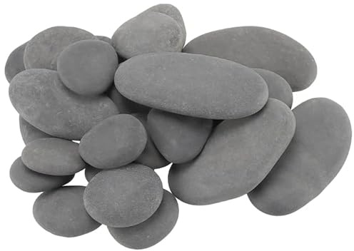 SINJEUN 25 Piedras Planas para Pintar – 3-5/5-8/8-10 cm – Piedras de Río Naturales Lisas para Manualidades, Decoración de Jardín y Bricolaje