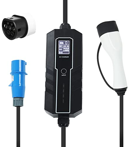 Brilluxa EV Charging Cable Type 2, 32A Universal Electric Vehicle Charger 5m IP66 Waterproof Cable with LED Indicator, EVSE Home Car Charging Cord