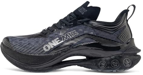 ONEMIX T700 Carbon Plate Marathon Running Racing Shoes Men Professional Stable Supp ort Shock-Relief Ultra-Light Rebound Sneakers, Black, 9 UK