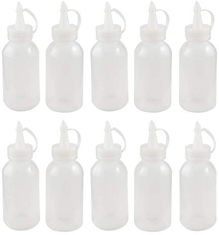 Mirweon 10 bottiglie per condimenti da spremere per sciroppo, salsa, ketchup, barbecue, condimenti, arti e artigianato, laboratorio, bottiglia da spremere senza olio