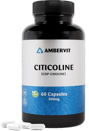 Citicolina 500 mg pura – 60 Capsule – CDP Colina integratore – Alta Concentrazione per Memoria, Concentrazione e Prestazioni Mentali – Senza Additivi Artificiali – Scorta per 2 Mesi - Ambervit