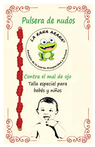 LA RANA ARANA Braccialetto con sette nodi rossi per neonati e bambini - Contro il malocchio - Filo rosso protezione energia negativa - Amuleta portafortuna - Taglia piccola, Desde 8 cm a 18 cm, Nylon