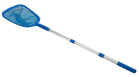 Rete per Piscina con Palo Kit di Pulizia per Piscina Resistente, Palo Telescopico Spazzola per Rete per Skimmer a Maglia Fine per Piscine Spa Vasca Idromassaggio, Risparmia Tempo e Fatica