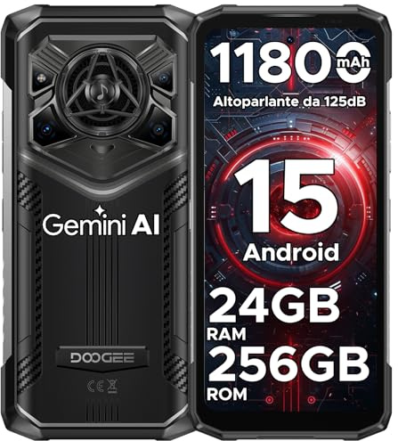 DOOGEERugged BLADE20PRO Telephone Portable Incassable, 11800 mAh, Android 15 écran HD 6.6”32 Go RAM+256 Go ROM, 50MP Caméra UNISOC T7200 Smartphone Incassable,IP68/IP69K/MIL-STD-810H, NFC