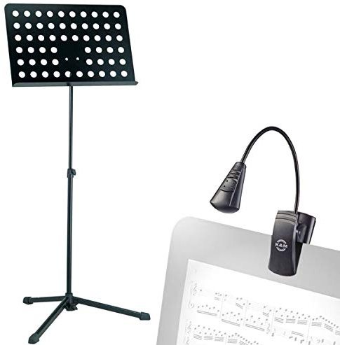 K&M 12179 Orchestra Music Stand + Flexlight Music Stand Light