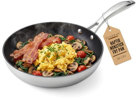 Scanpan HaptIQ 10 1/4 inch Stainless Steel-Aluminum Nonstick Fry Pan – Compatible with All Cooktops, Induction Ready, Metal Utensil Safe, Oven Safe to 500°F, Dishwasher Safe