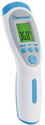 Berrcom Termómetro de frente para niños y adultos digital médico sin contacto termómetro infrarrojo para bebés adultos objetos espaciales medición instantánea del tiempo función de memoria
