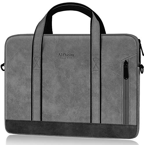 Alfheim Bolso de Hombro 15,6 Pulgadas 15-15.6 pollici Ordenador Paquete de Maletín de Cuero Resistente al Agua para Laptop Portátil para Viajes/Negocios, Compatible con 16 MacBook Pro M4 M3 M2 M1