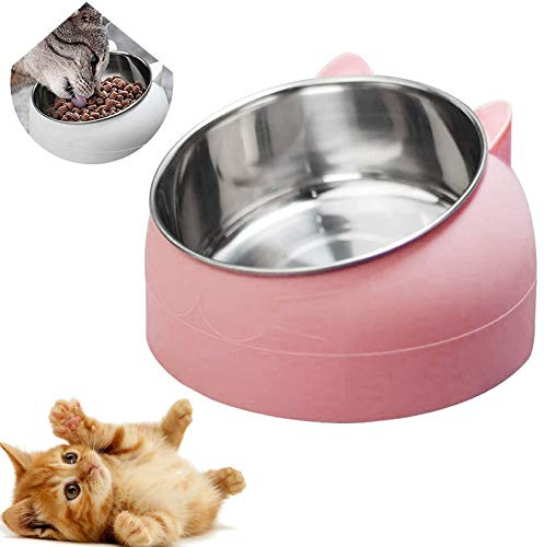 Gamelle Inclinée pour Chat et Chien en Acier Inoxydable - Bol Antidérapant pour Chiots, Hamsters, Lapins et Petits Animaux