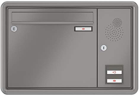 RENZ / RS3000 / Unterputz-Briefkastenanlage Einbau-Briefkasten/RAL-Farbe 9007 Volumen 1/Sprechsieb rechts/Dein-Briefkasten.de