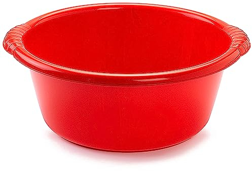ACAN Tradineur Seau Bassine multifonction en plastique, produit et outil de nettoyage, forme ronde, capacité de 6 litres, diamètre 32 cm, rouge