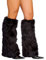 LSFYSZD Womens Faux Fur Fuzzy Leg Warmers Warm Fuzzy Rainbow Boot Sleeves Christmas Boot Covers Cuff Fluffy Rave Music (B Black, One Size)