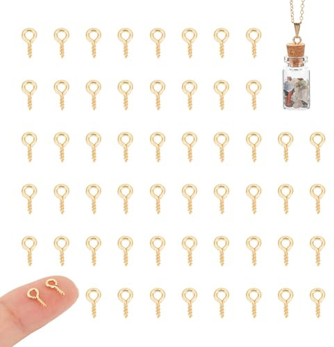 UNICRAFTALE 150 Stück 18K Vergoldete Ösenstifte Mit Schraubverschluss Metallschraube Ösen Gewindeverschlüsse Haken Für DIY Handarbeit Anhänger Aus Holz Und Ton Korkflaschen 8x4x1mm
