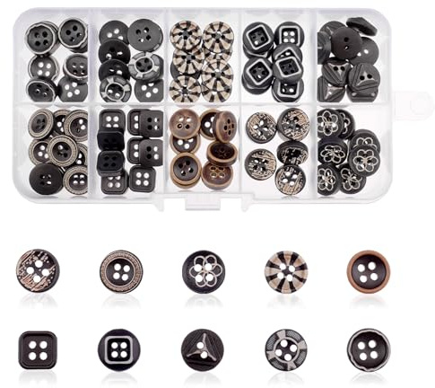 YapitHome 100 Stück Knöpfe Schwarz,Kurzwaren Knöpfe,Runde Nähknöpfe,Knöpfen zum Basteln für Kleider Nähen,Deko,DIY Handwerk(9-11mm)