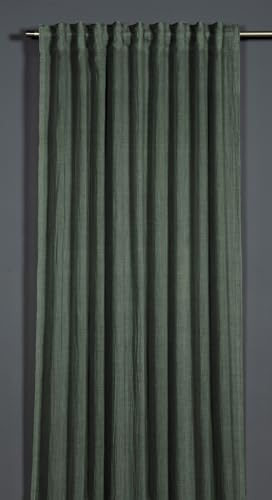 Sehlbach Tenda pronta per l'uso con fettuccia, Texture con contenuto di cotone, Verde, 135 x 245 cm, Traslucida, Opaca, Certificato Oeko-Tex, Fissaggio versatile, Trama elegante