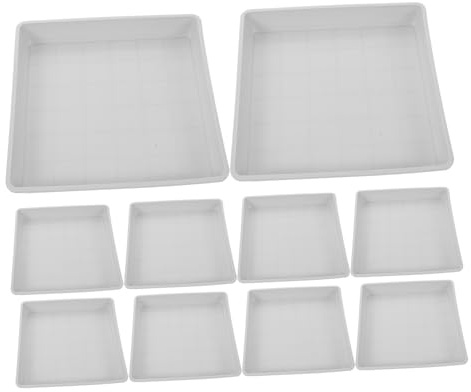 DOITOOL 10 Pièces Plateau Carré pour Pot de Fleur Bac de Récupération Eau Plastique Soucoupe Égouttoir pour Plantes Intérieur et Extérieur Support Stable et Design Moderne