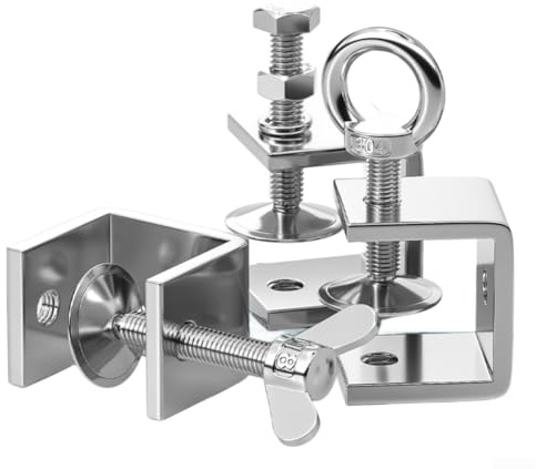 Abrazadera tipo C de acero inoxidable, elevación trenzada a mano para anillo, abrazadera de carpintería resistente para procesamiento de metales, botón de tornillo ajustable, dispositivo de sujeción