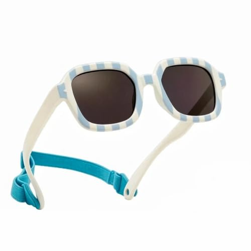 Satiskid Baby Sunglasses with Strap, Soft Silicone Frame Square Baby Sunglasses, UV385 Polarized Lens Toddler UV Protection Sun Glasses, Adjustable Strap for Newborn Infant 0-36 Months