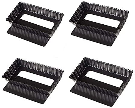 Binnan 4 Pezzi Stampo Crostata Rettangolare,Stampo Rettangolare per Dolci e Torte Salate